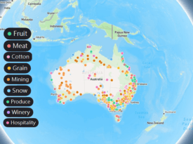 Zoomed in map showing regional clusters across Australia